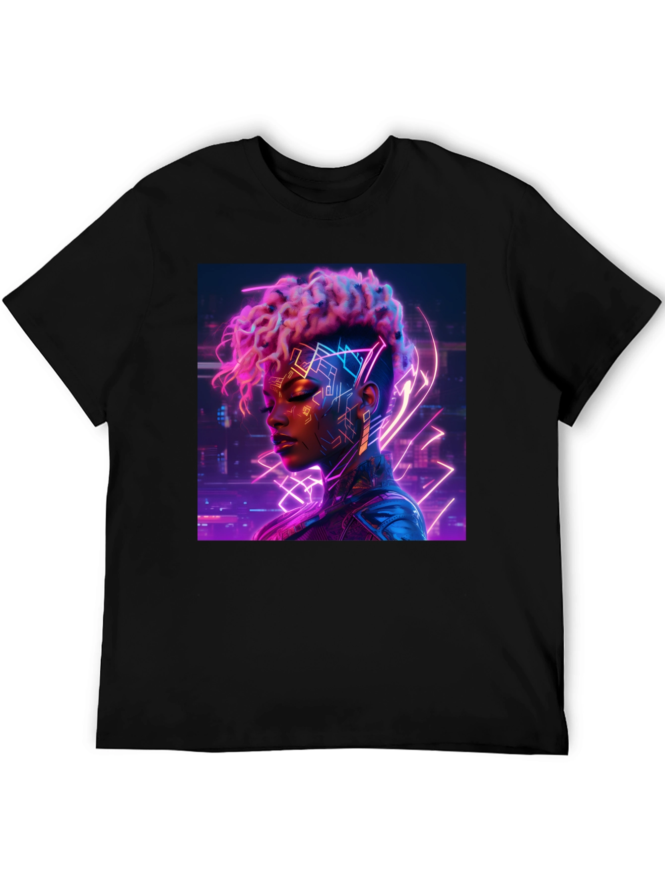 Cyberpunk Woman Black T-Shirt