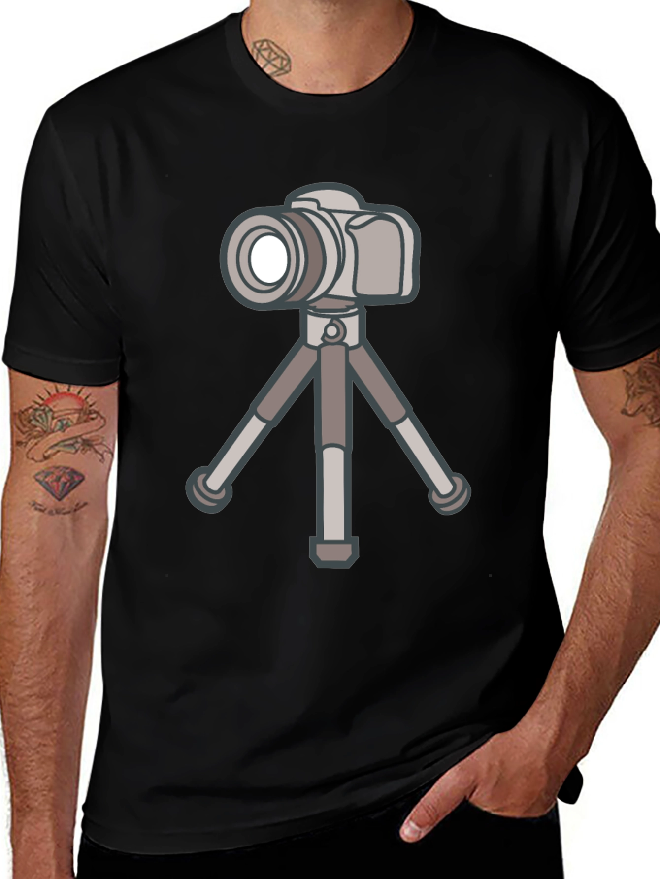Camera on Tripod Graphic Tee - Photography Lover Shirt