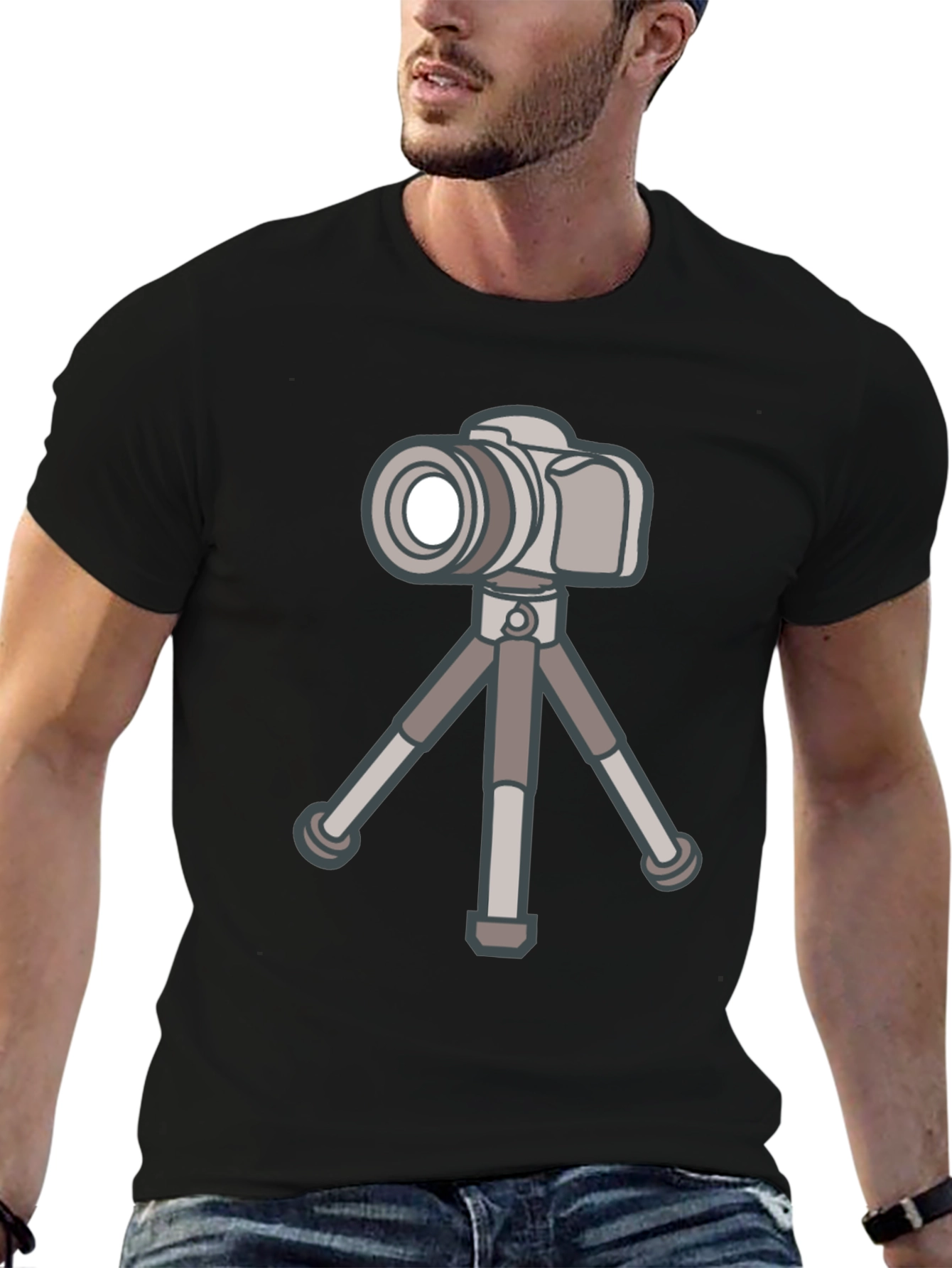 Camera on Tripod Graphic Tee - Photography Lover Shirt