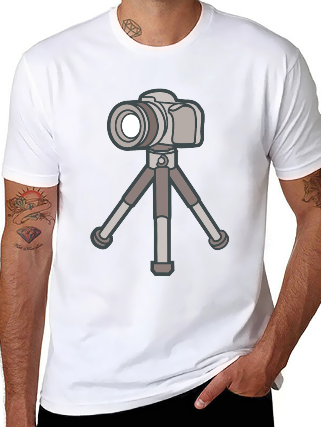 Camera on Tripod Graphic Tee - Photography Lover Shirt