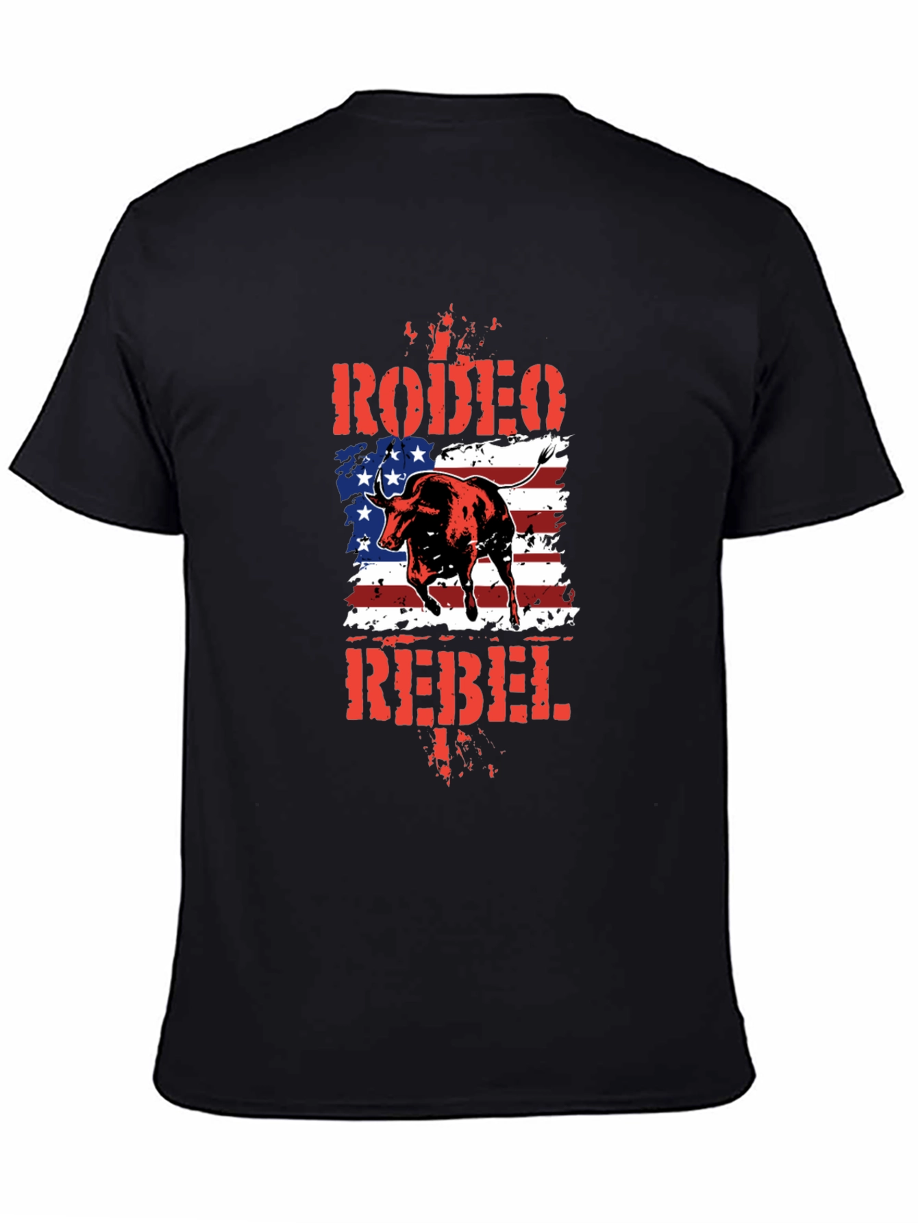 Rodeo Rebel Bull American Flag T-Shirt
