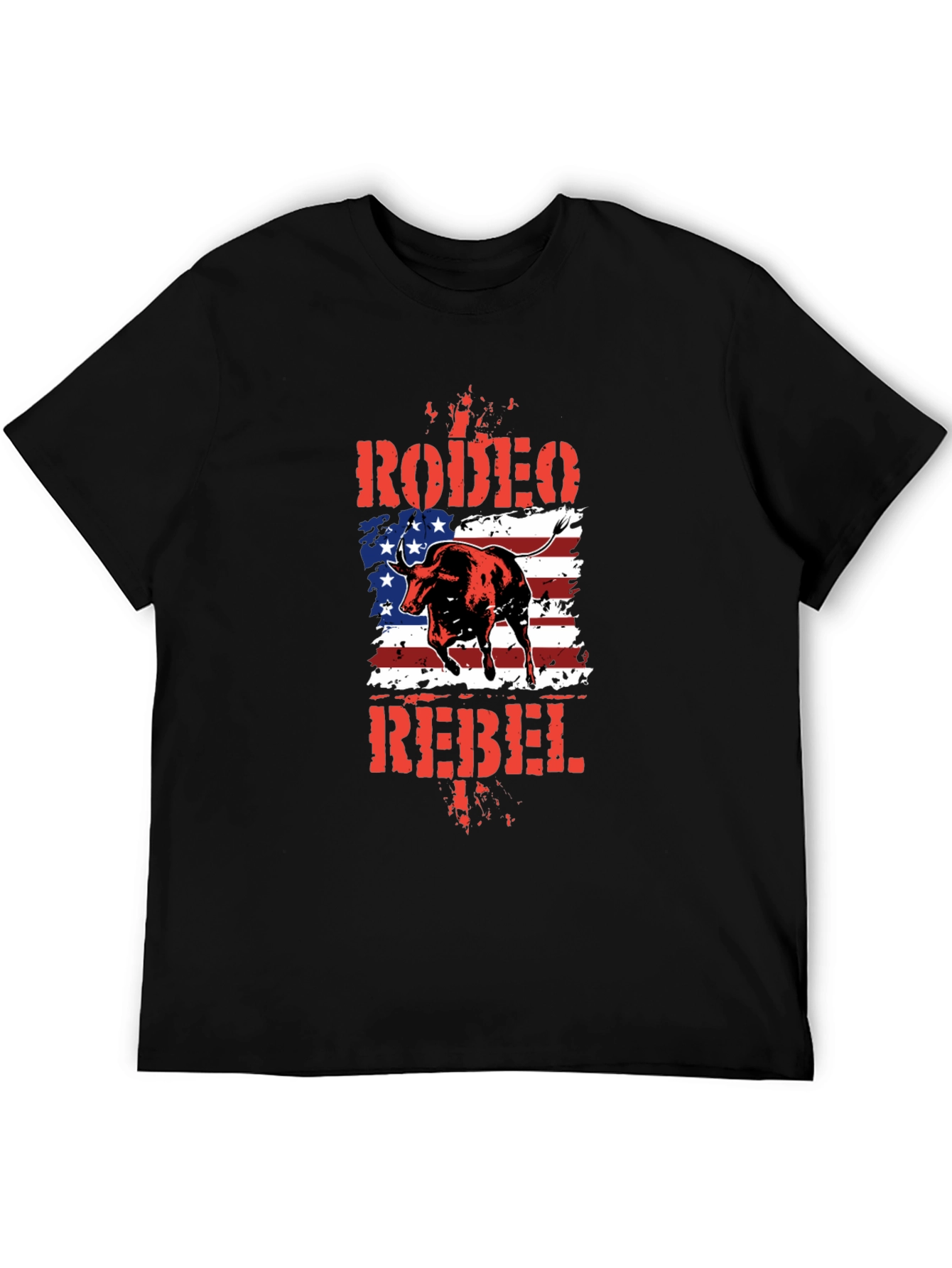 Rodeo Rebel Bull American Flag T-Shirt