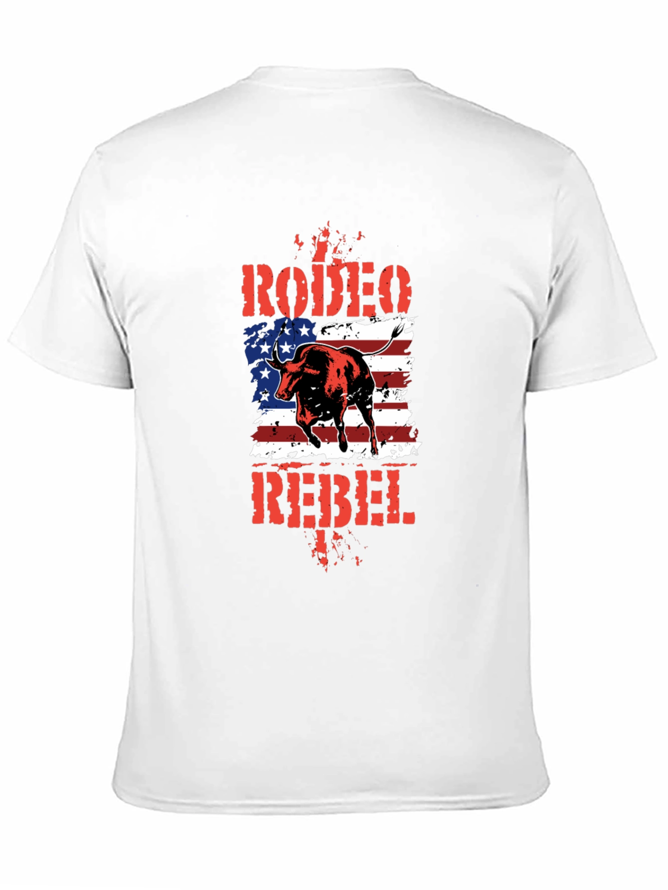 Rodeo Rebel Bull American Flag T-Shirt