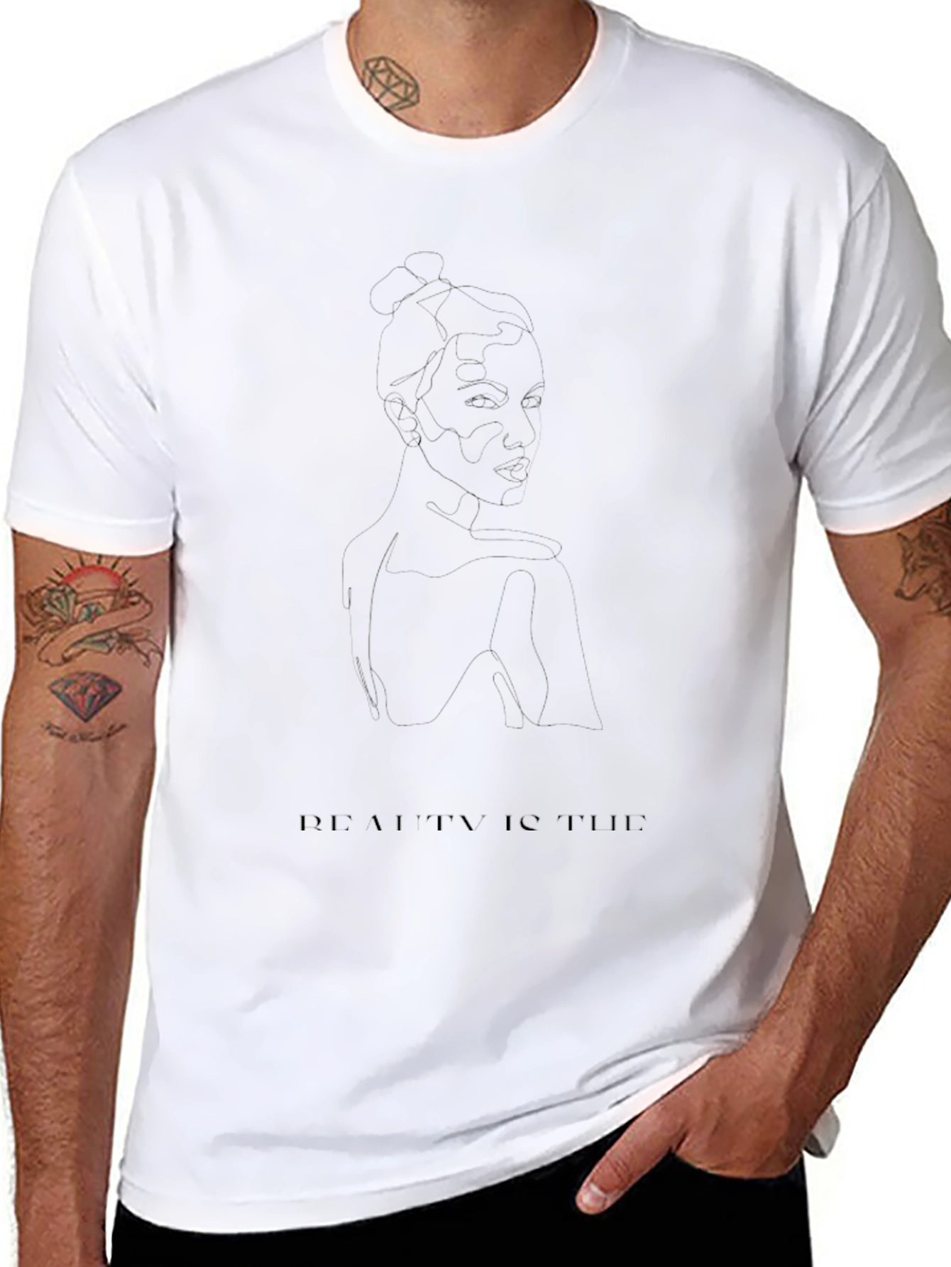 Minimalist Beauty Line Art Black T-Shirt
