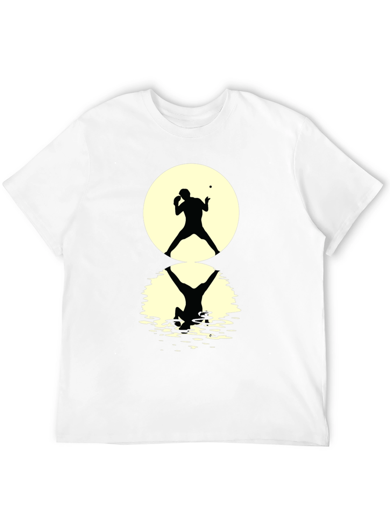Ping Pong Player Silhouette Graphic Tee - Black