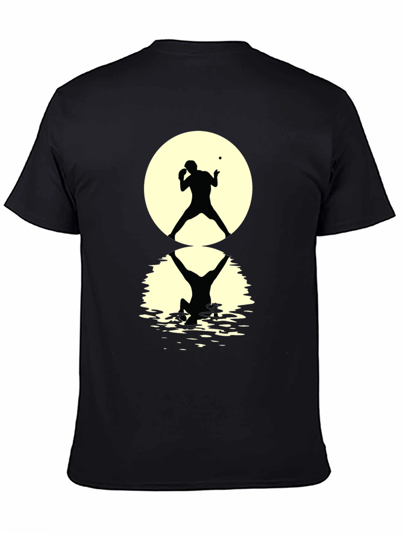 Ping Pong Player Silhouette Graphic Tee - Black
