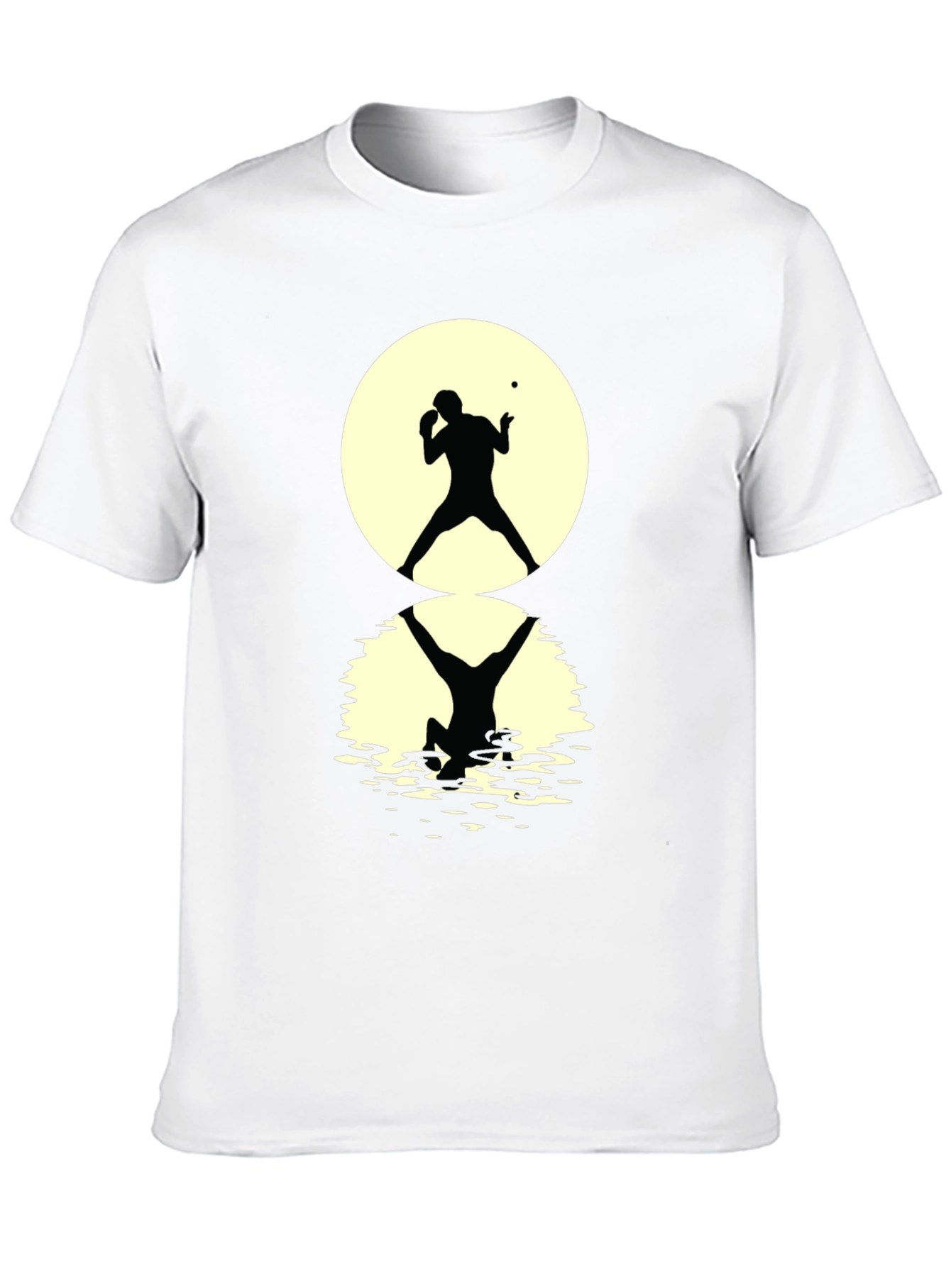 Ping Pong Player Silhouette Graphic Tee - Black