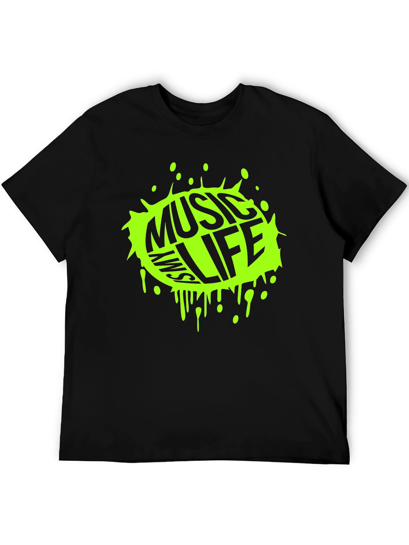 Music is Life Black Graphic T-Shirt