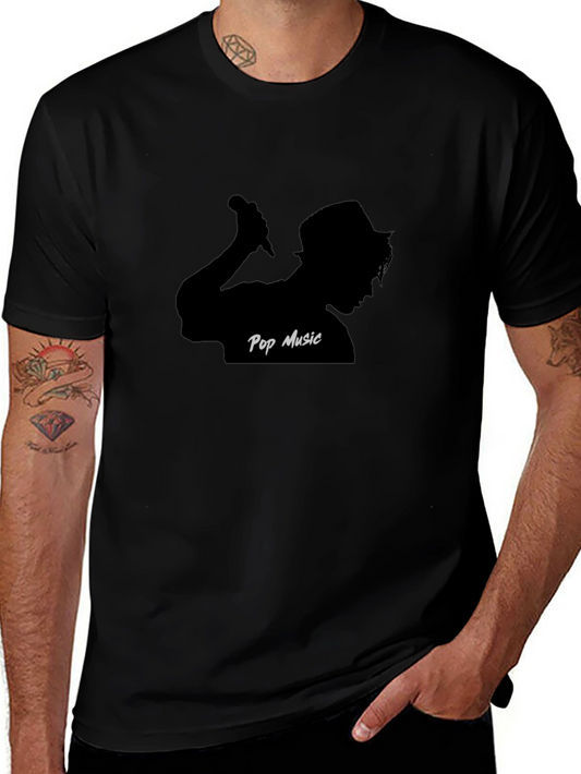 Pop Music Silhouette Graphic Tee - Classic Black T-Shirt