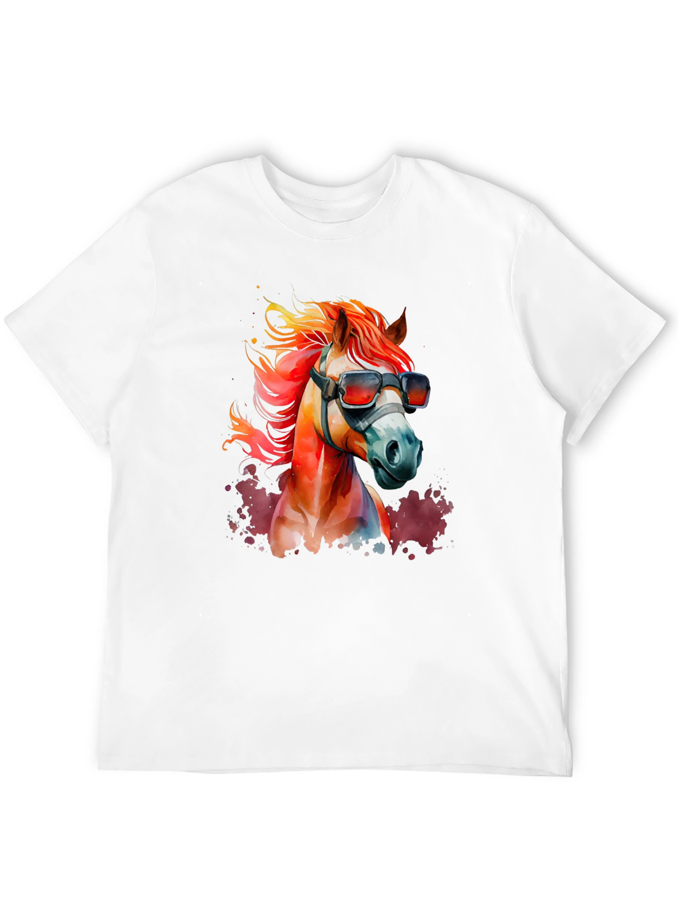 Cool Horse Graphic Tee - Black Cotton Blend