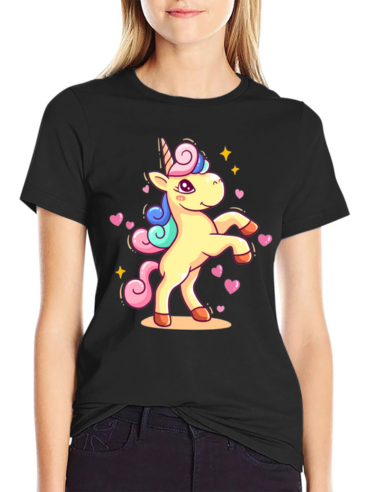 Unicorn Graphic Tee - Black Cotton T-Shirt
