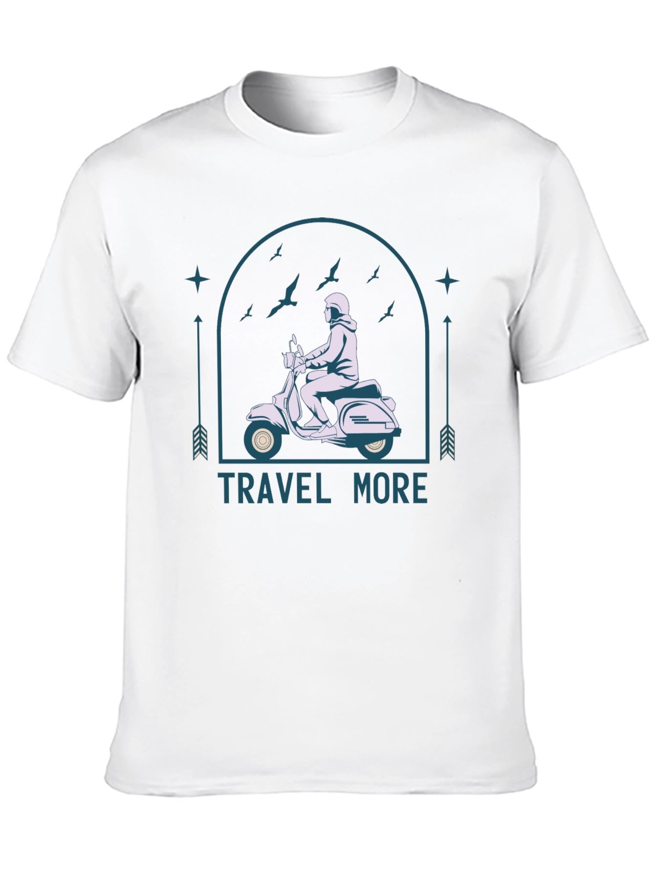 Travel More Black T-Shirt - Scooter Design