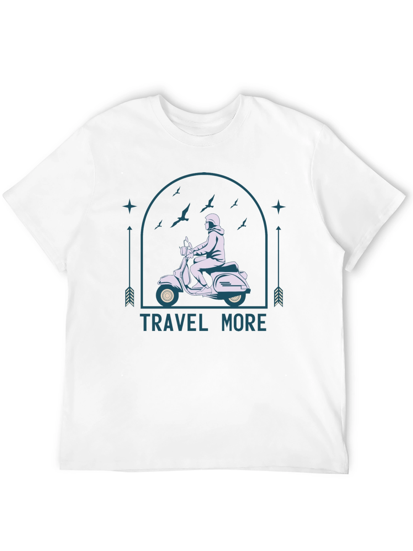 Travel More Black T-Shirt - Scooter Design