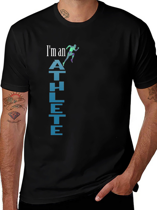 Im an Athlete Graphic Tee - Black Cotton Blend T-Shirt
