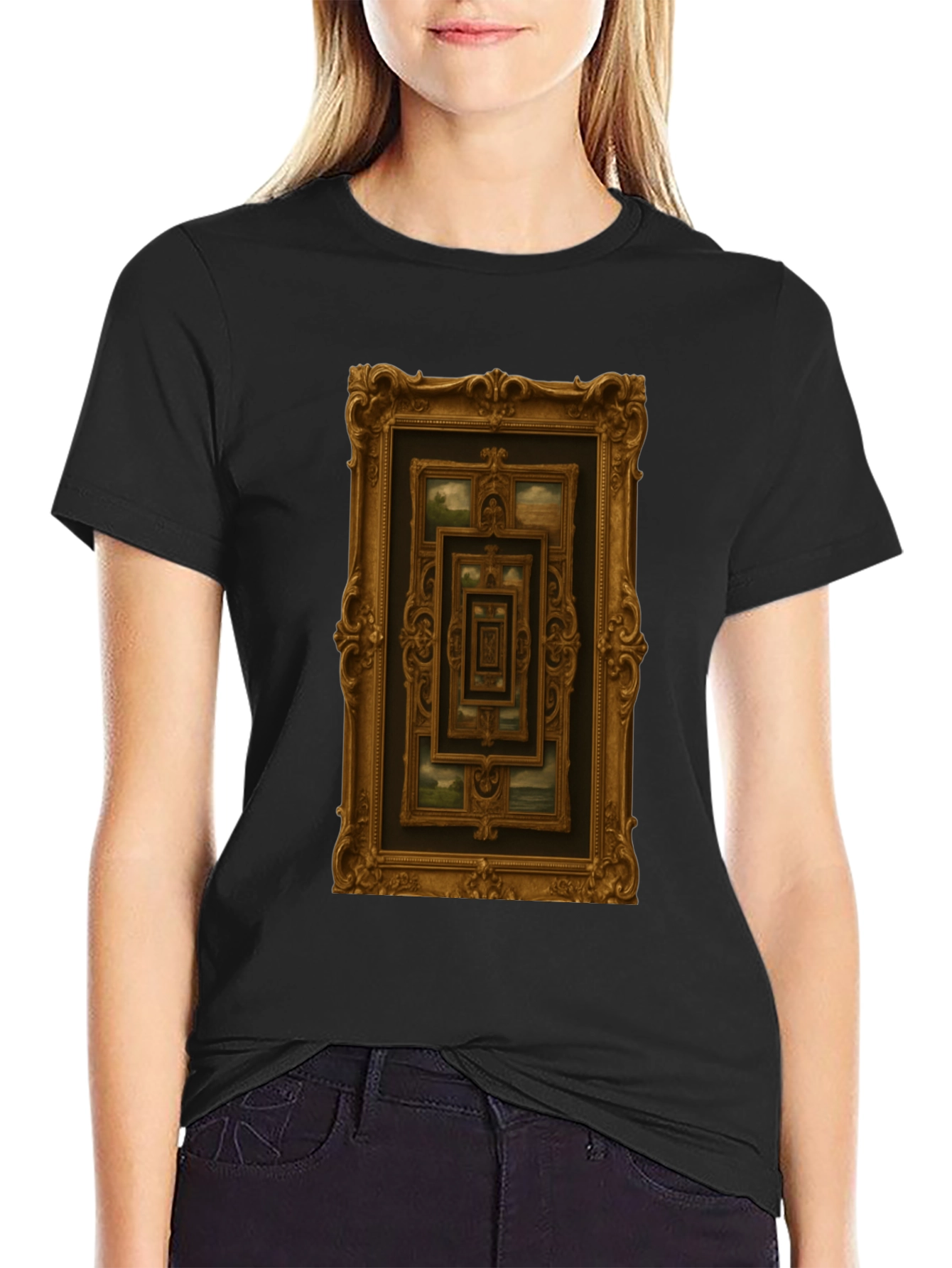 Ornate Picture Frame Pattern Graphic Tee