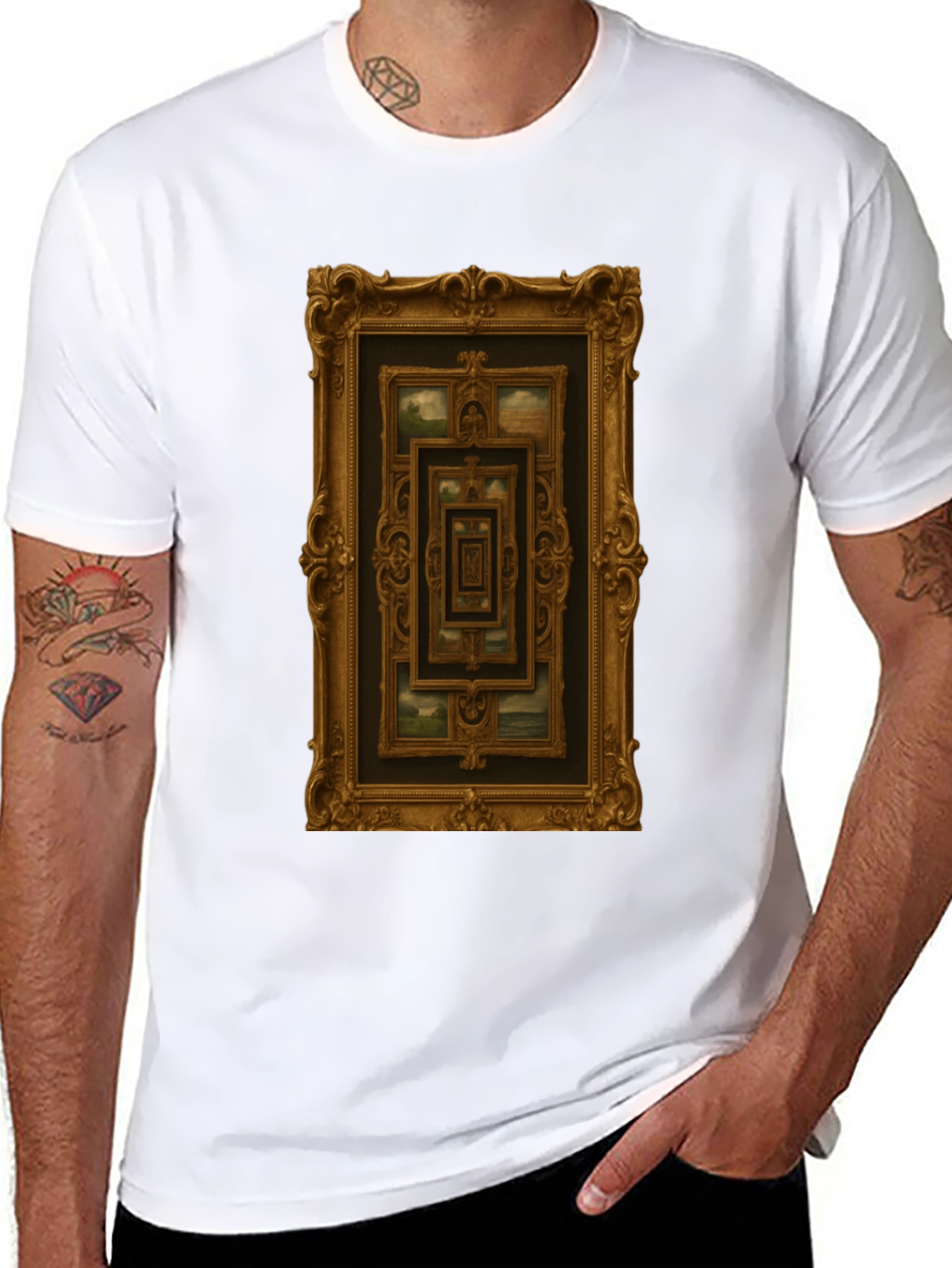 Ornate Picture Frame Pattern Graphic Tee