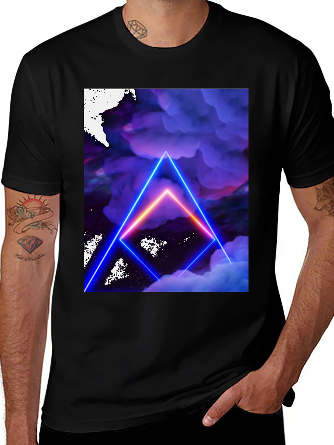 Neon Triangle Cloudscape Graphic Tee