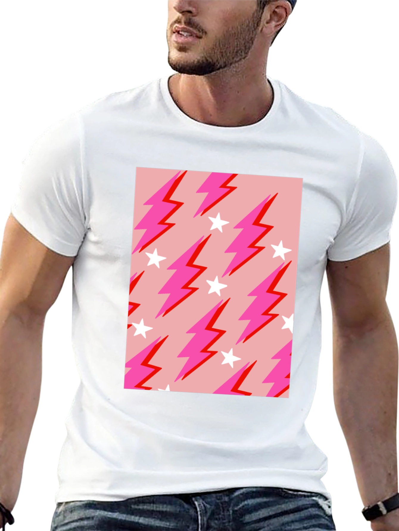 Lightning Bolt Star Graphic Tee - Trendy Casual Style