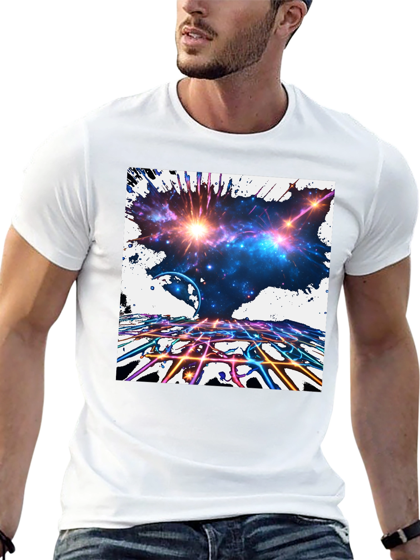 Galaxy Explosion Graphic Black T-Shirt