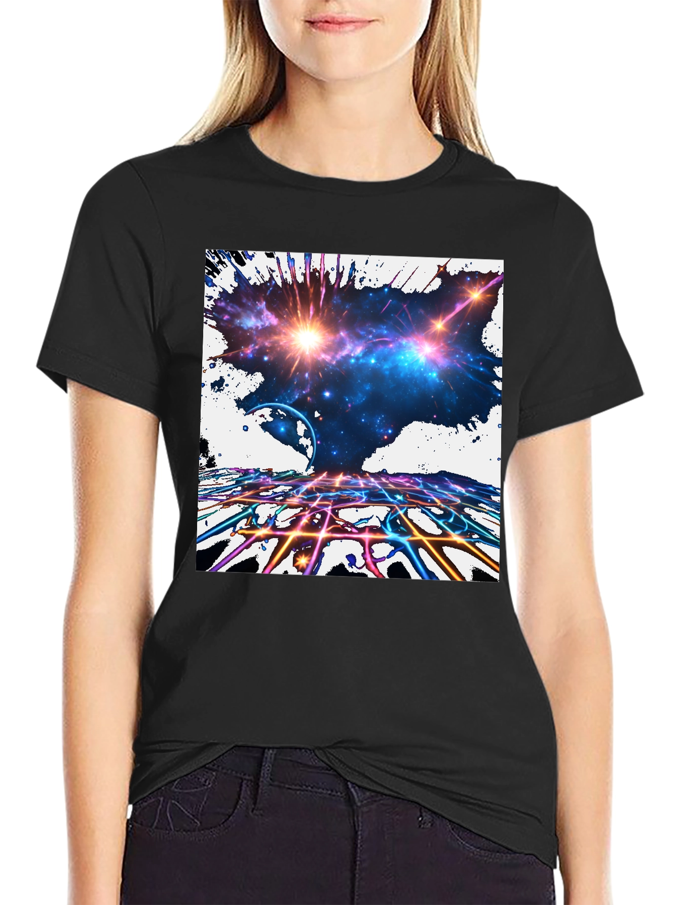 Galaxy Explosion Graphic Black T-Shirt