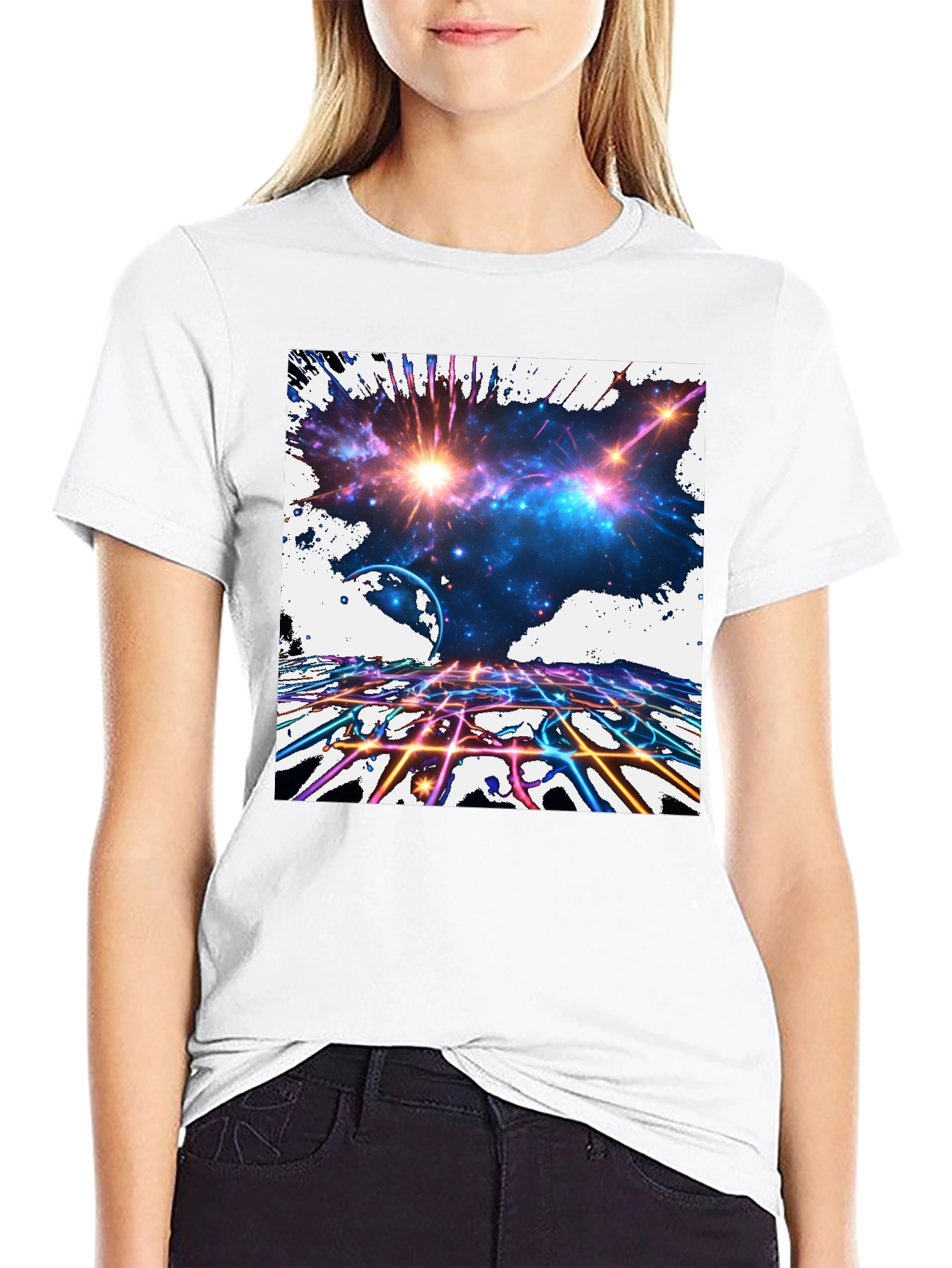 Galaxy Explosion Graphic Black T-Shirt