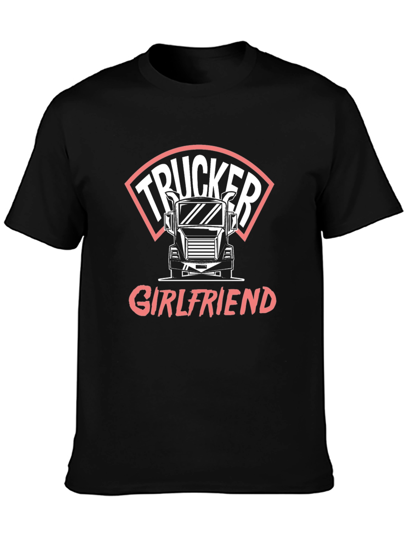 Trucker Girlfriend T-Shirt - Black Crew Neck Tee