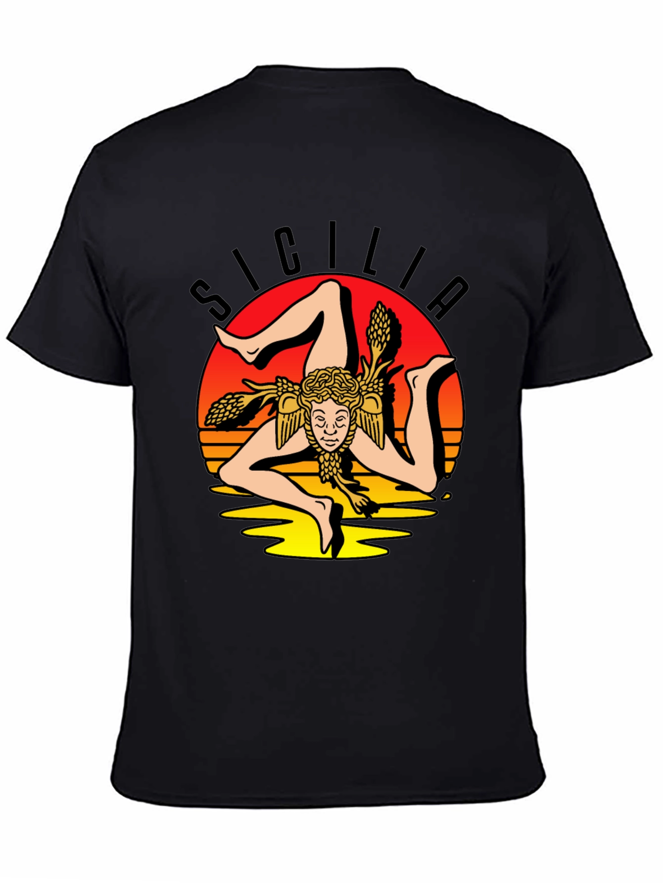 Sicilia Symbol Graphic Tee - Stylish Black T-Shirt