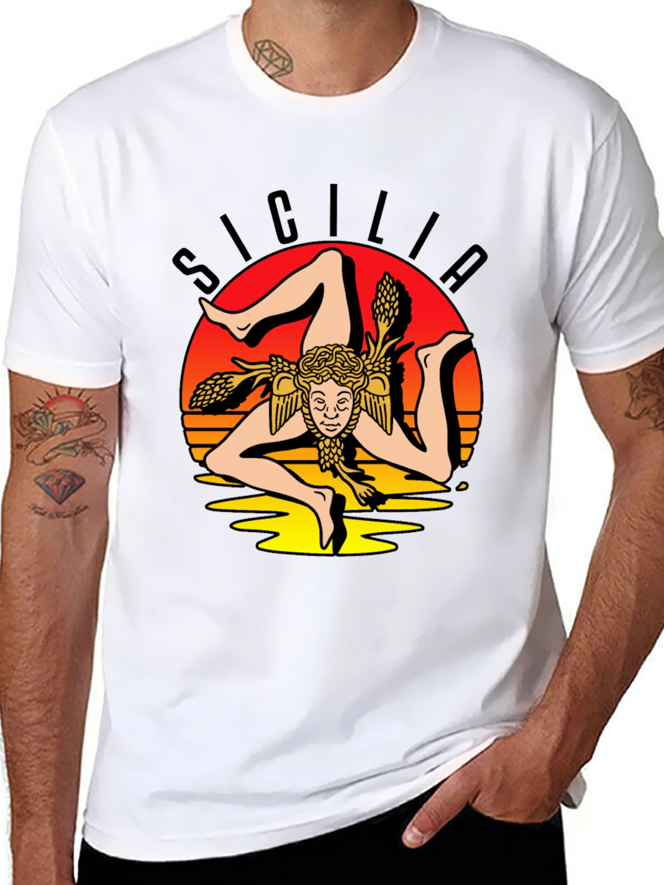 Sicilia Symbol Graphic Tee - Stylish Black T-Shirt