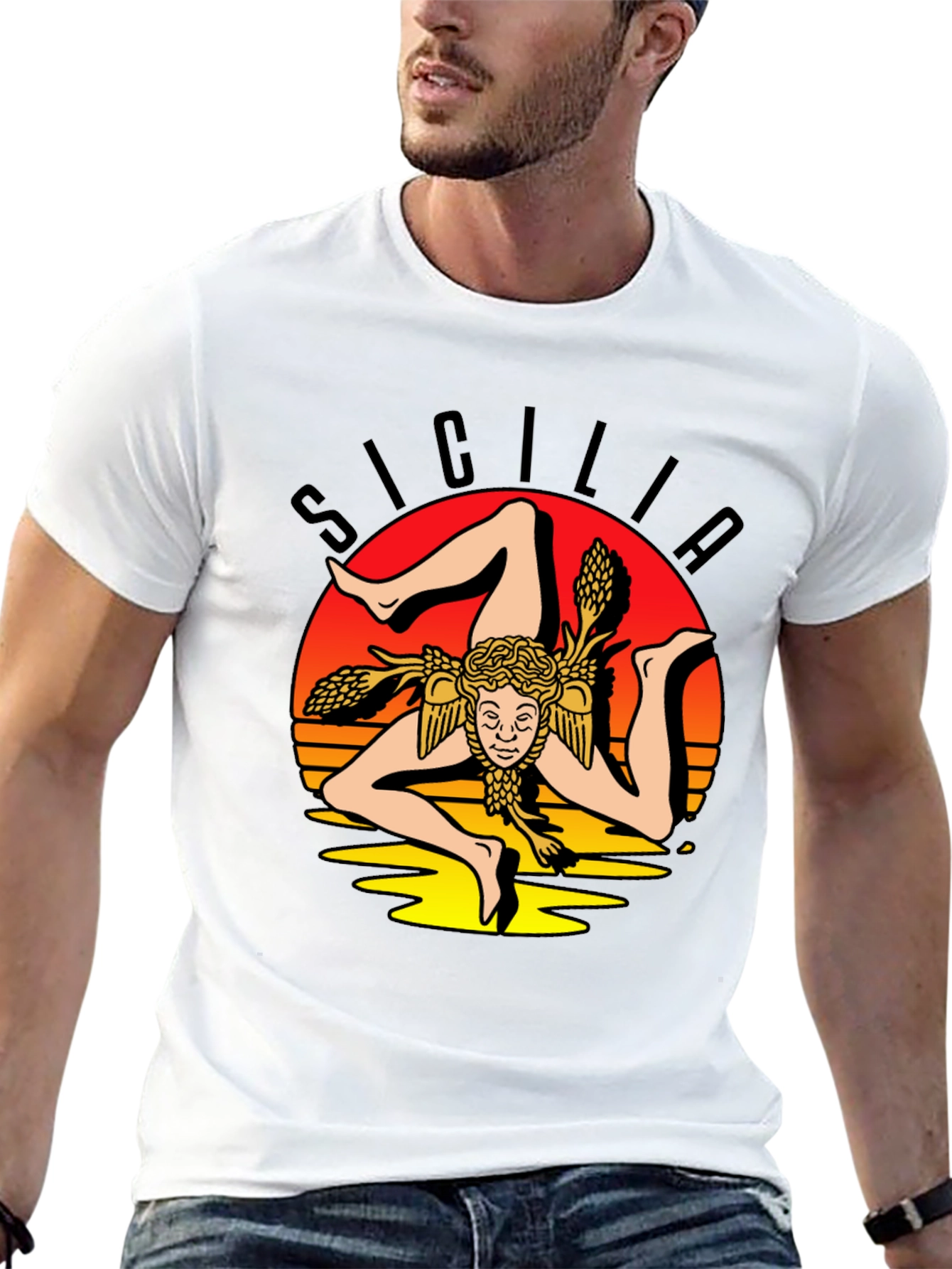 Sicilia Symbol Graphic Tee - Stylish Black T-Shirt