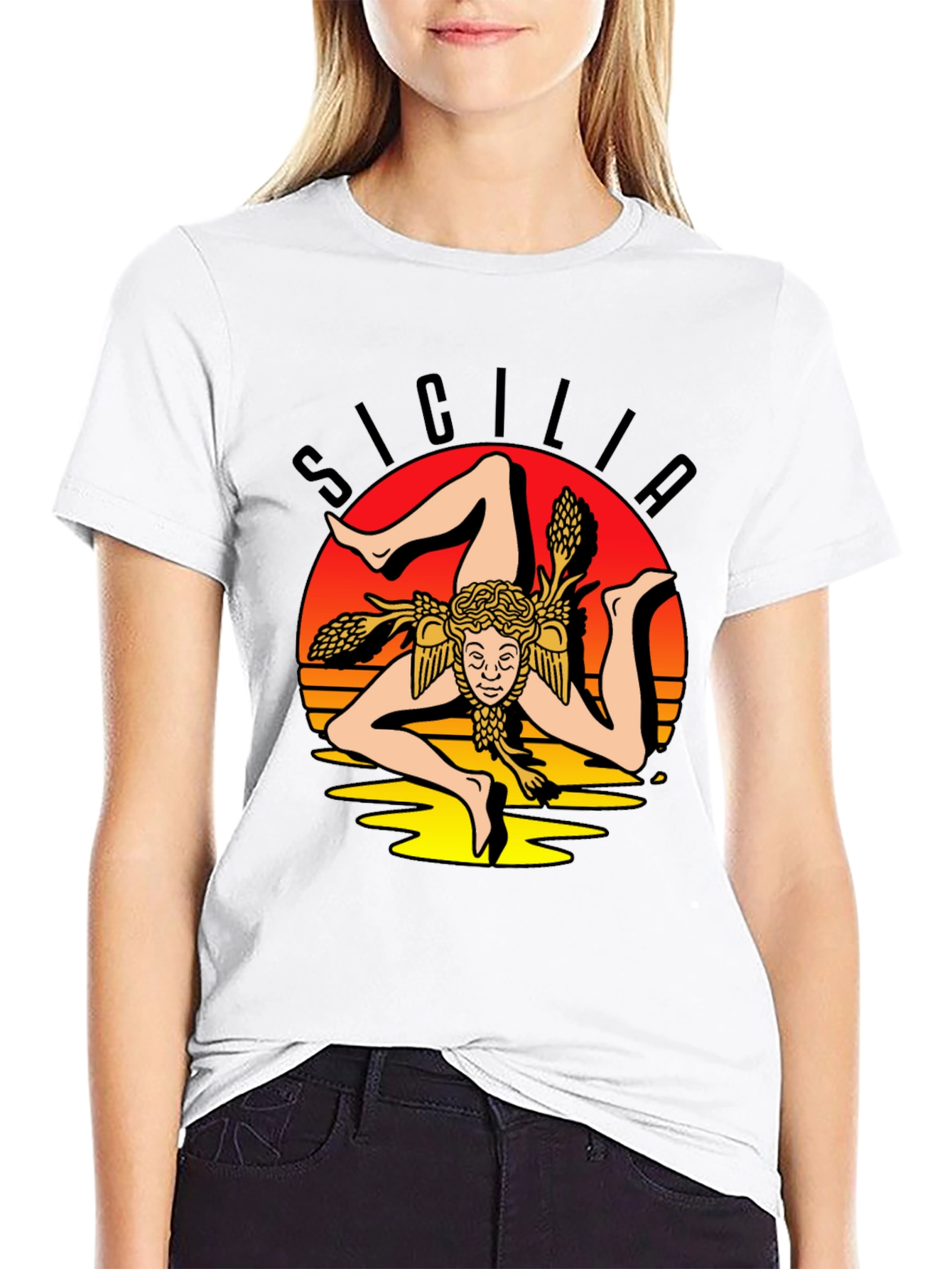 Sicilia Symbol Graphic Tee - Stylish Black T-Shirt