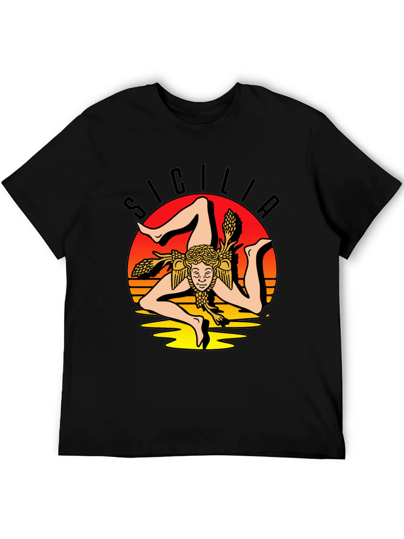 Sicilia Symbol Graphic Tee - Stylish Black T-Shirt