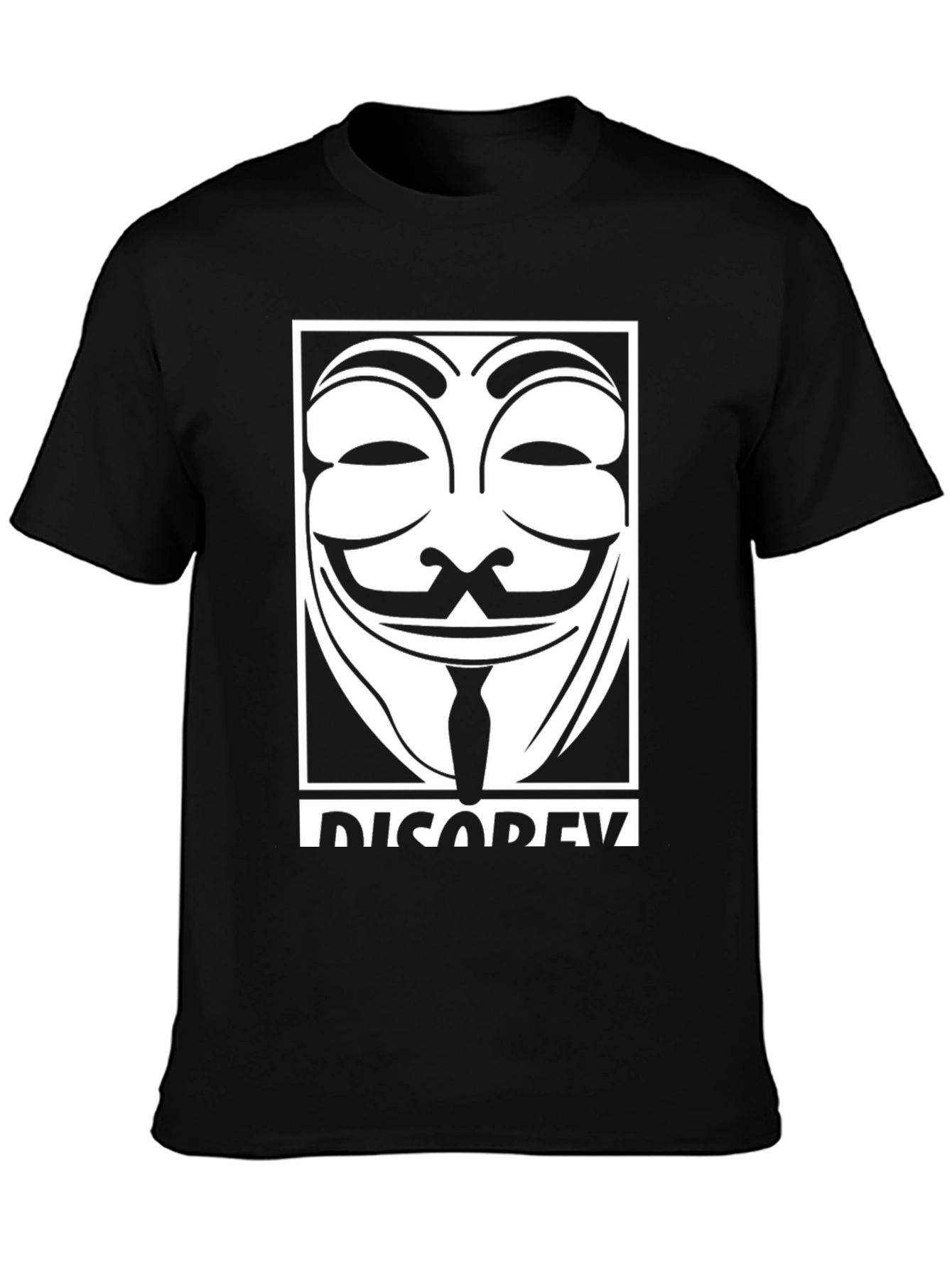 Anonymous Mask Graphic Black T-Shirt - Disobey