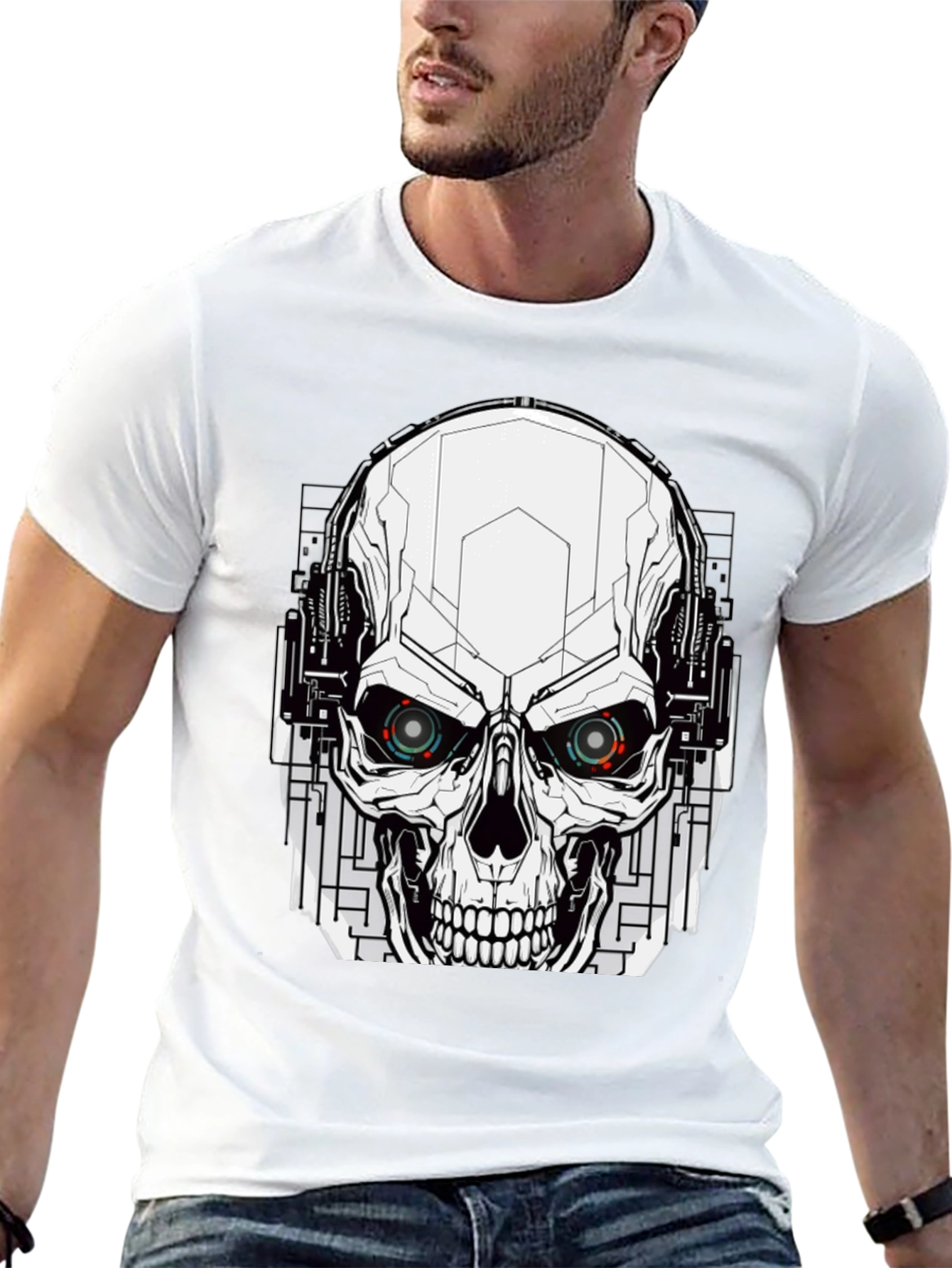 Cyberpunk Skull T-Shirt - Mens Graphic Tee