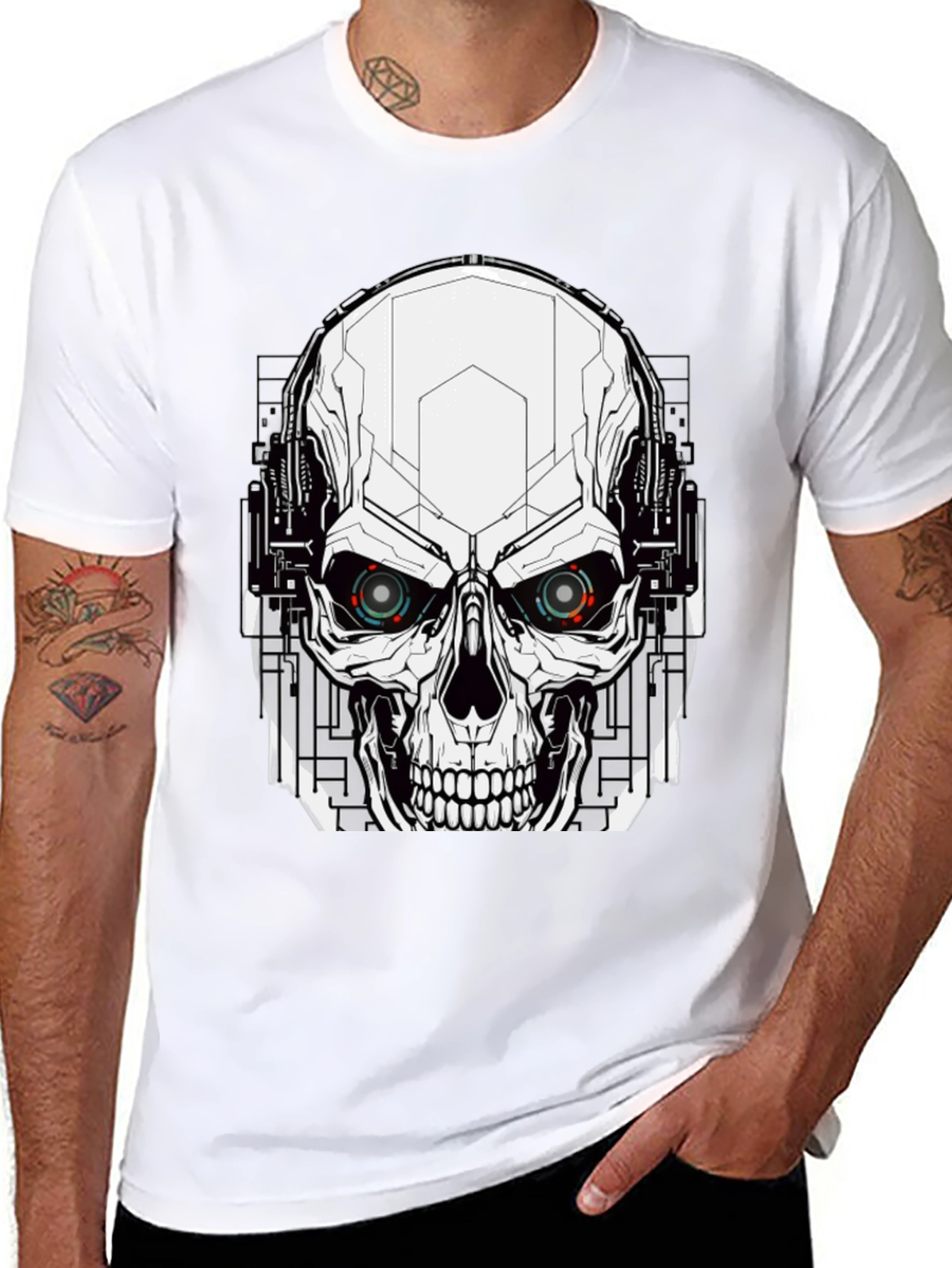 Cyberpunk Skull T-Shirt - Mens Graphic Tee