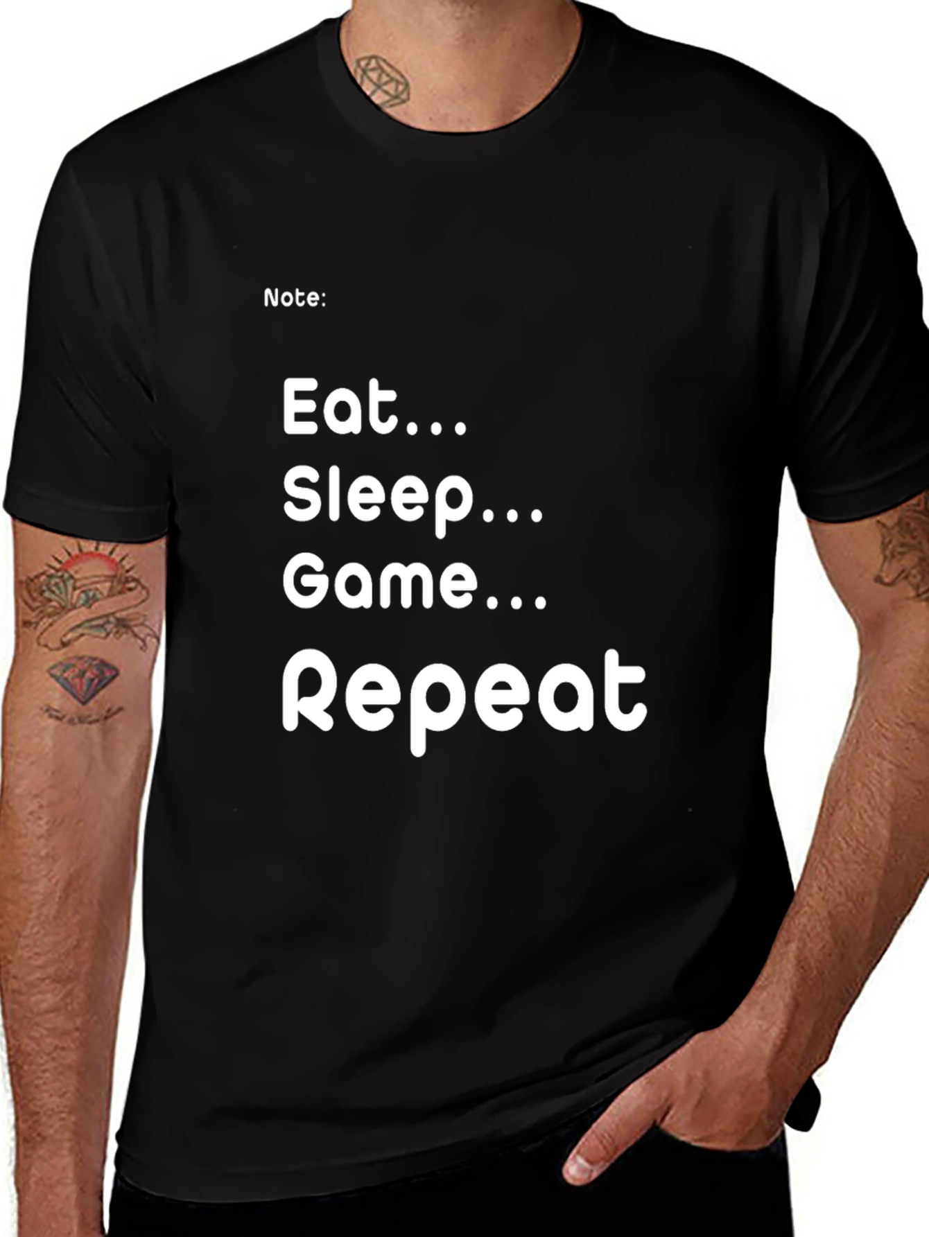 Eat Sleep Game Repeat Black T-Shirt