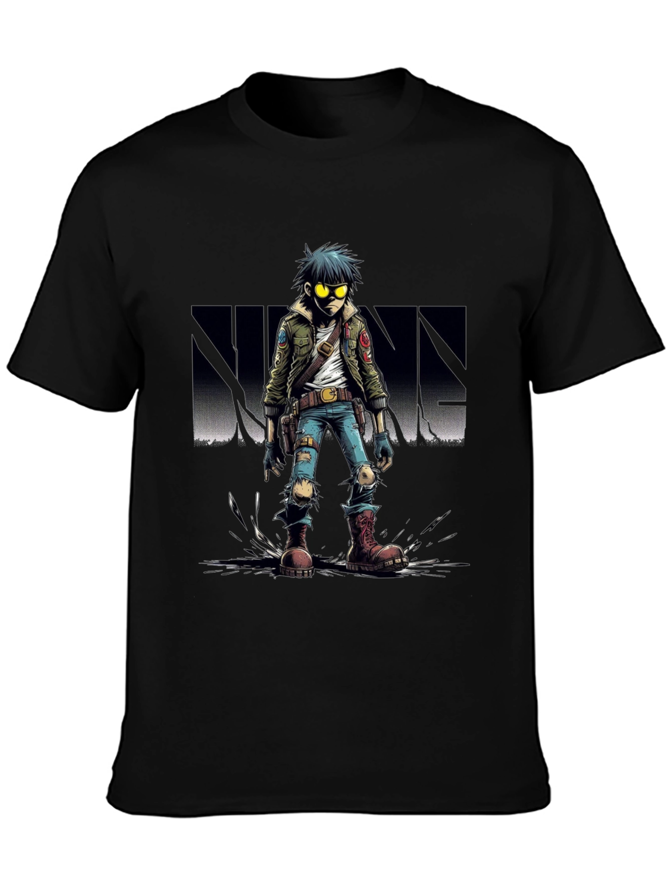 Gorillaz 2D Character Graphic Black T-Shirt