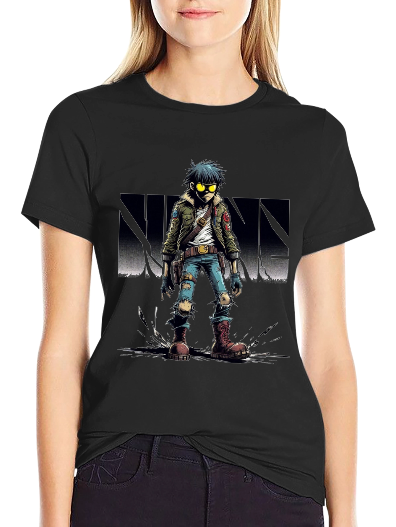 Gorillaz 2D Character Graphic Black T-Shirt