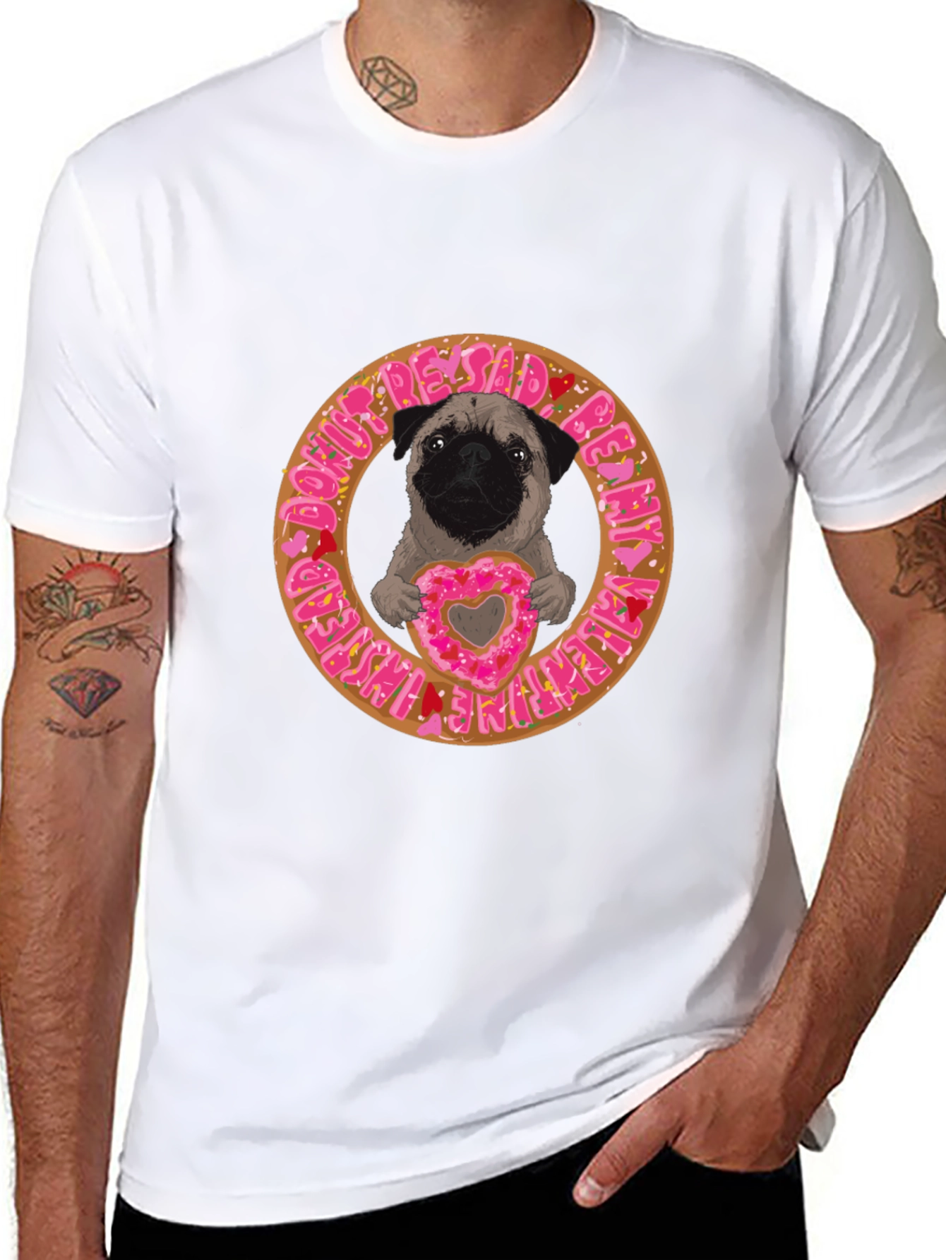 Pug Donut Valentines Day T-Shirt