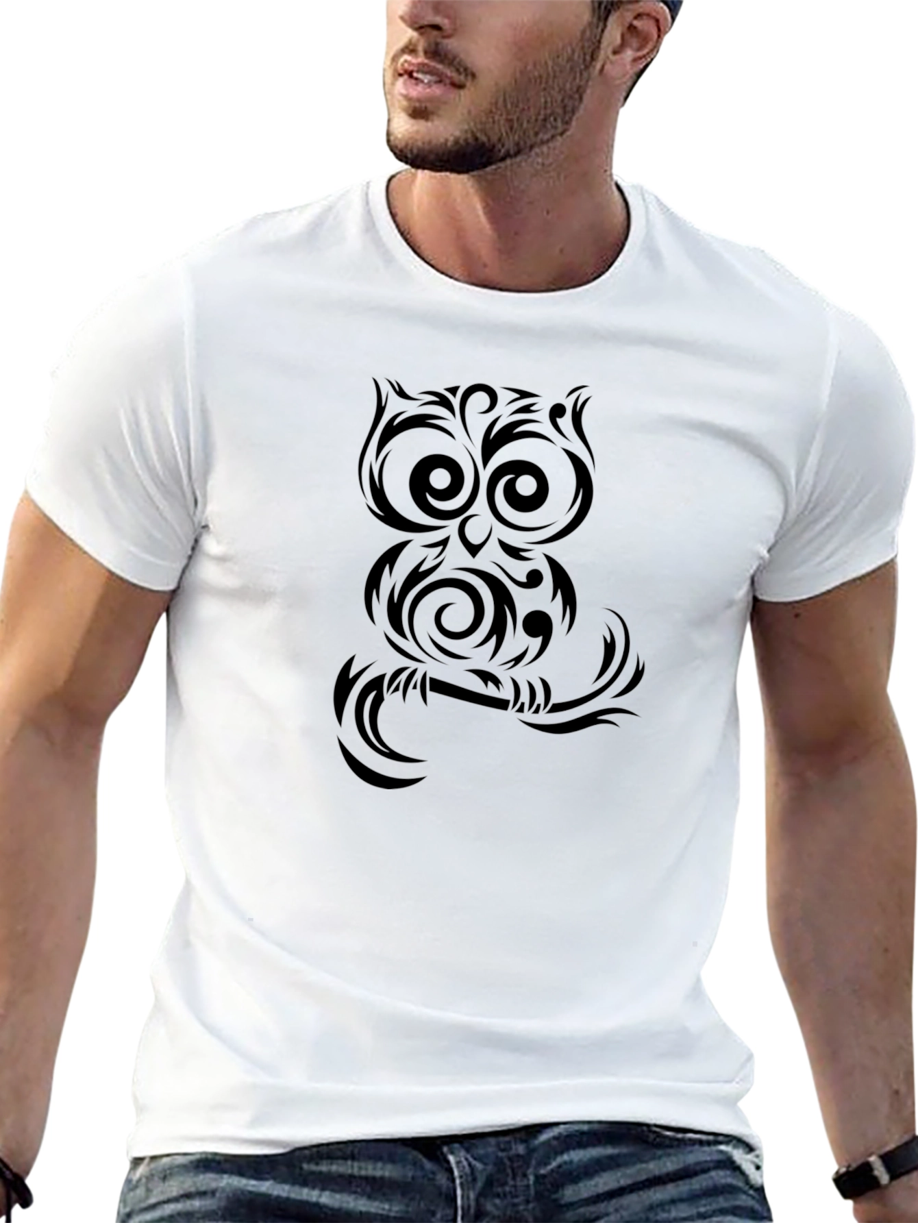 Owl Graphic Black T-Shirt | Cool Bird Tee