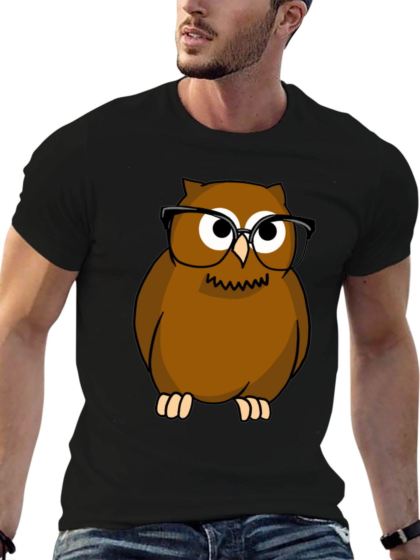 Funny Owl with Glasses T-Shirt - Novelty Tee