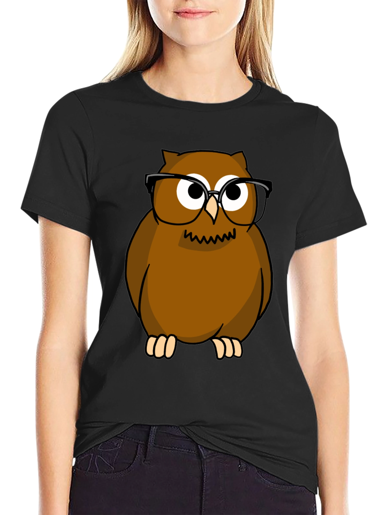 Funny Owl with Glasses T-Shirt - Novelty Tee