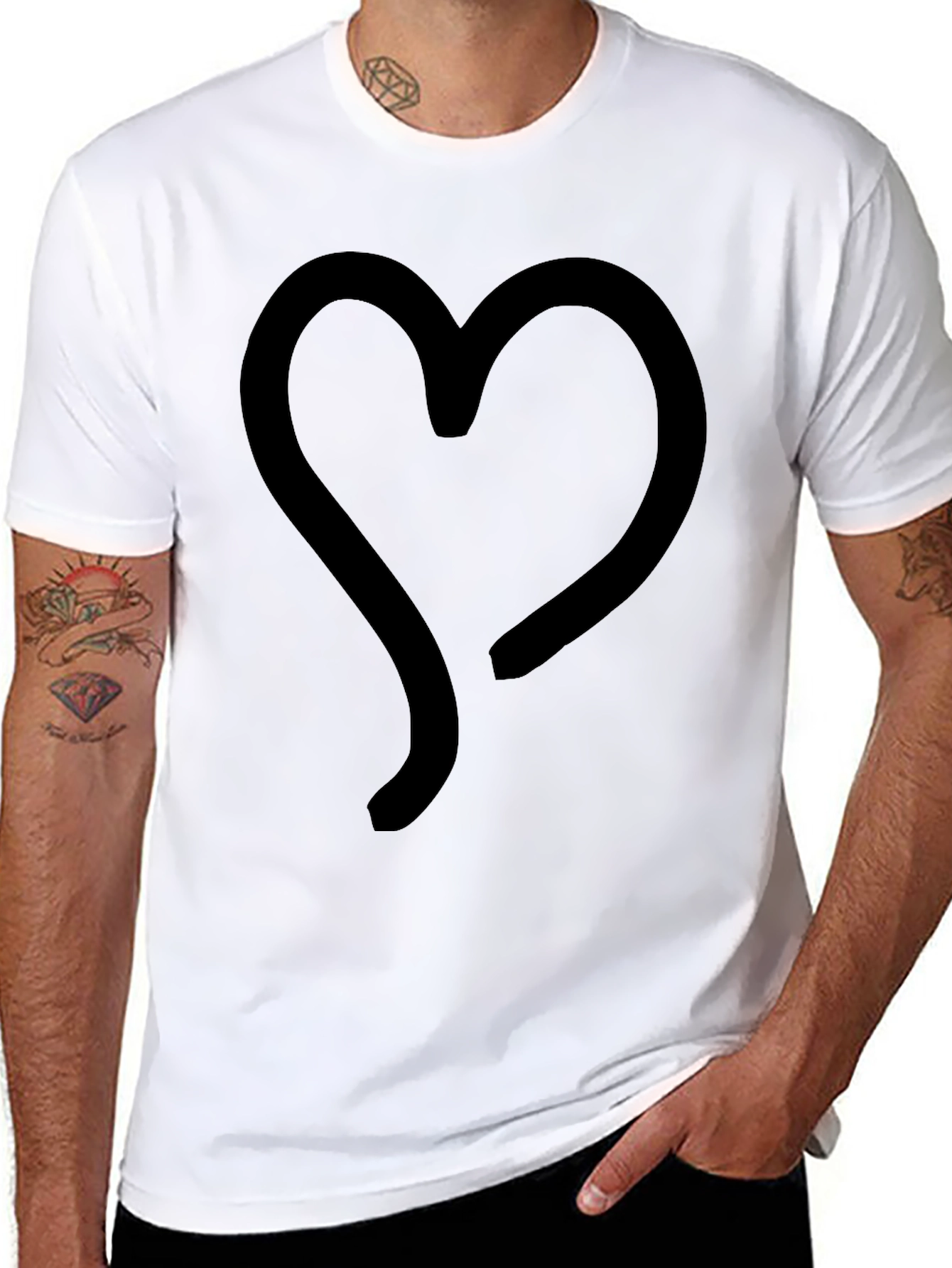 Heart Graphic Black T-Shirt | Casual Style