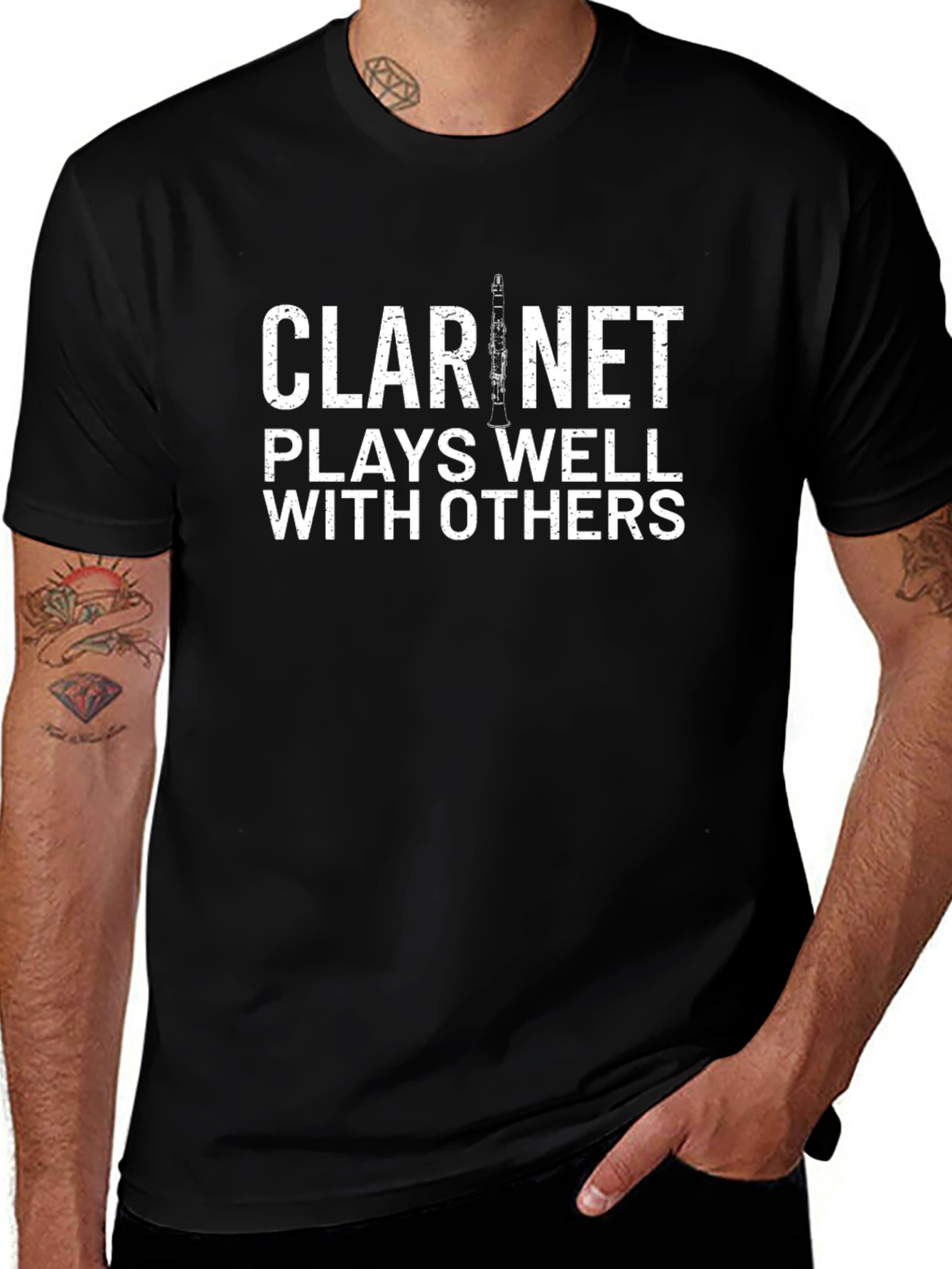 Clarinet Plays Well With Others Funny Musician T-Shirt