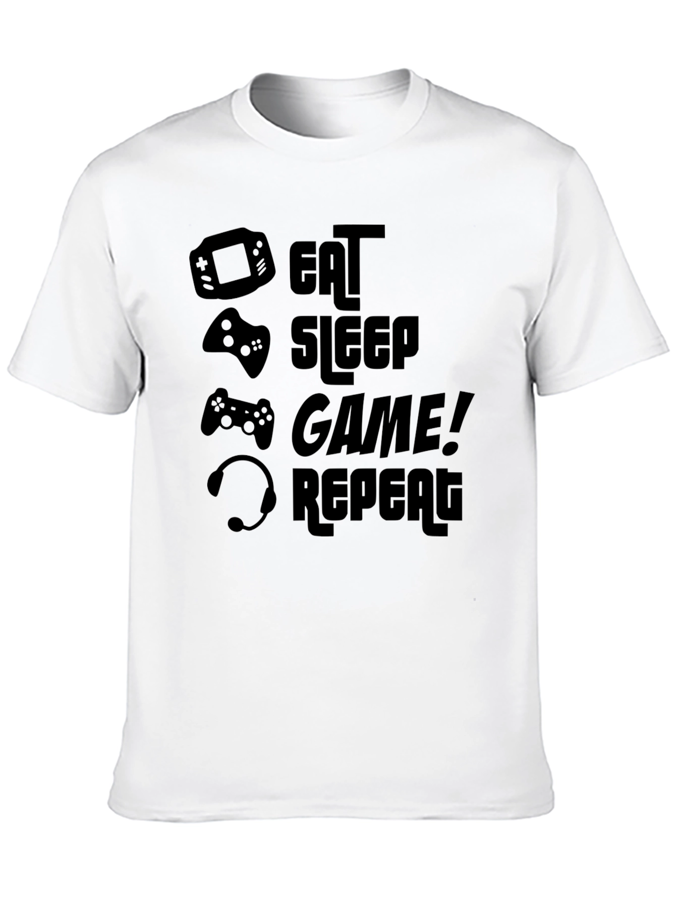 Eat Sleep Game Repeat Black Graphic T-Shirt