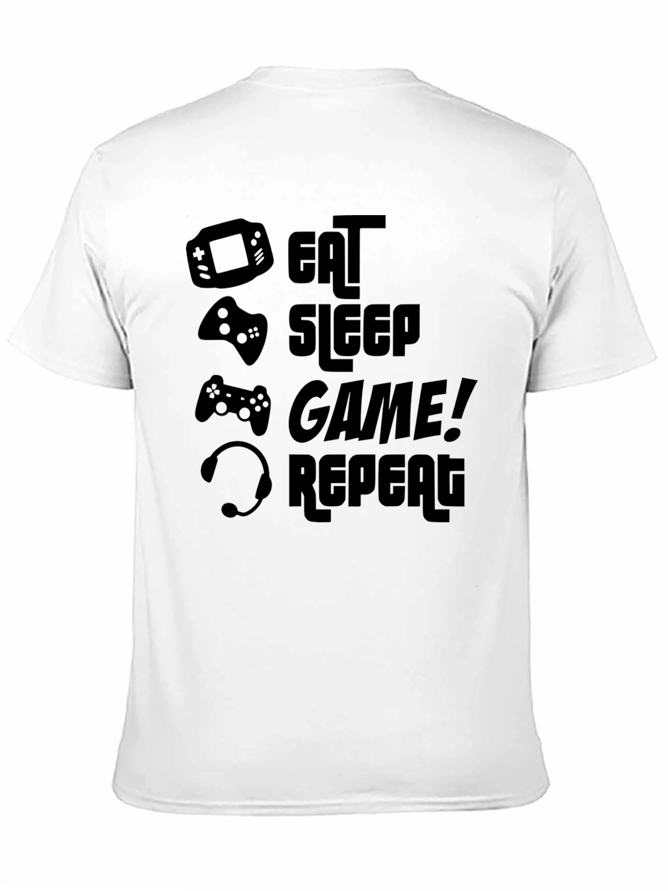 Eat Sleep Game Repeat Black Graphic T-Shirt