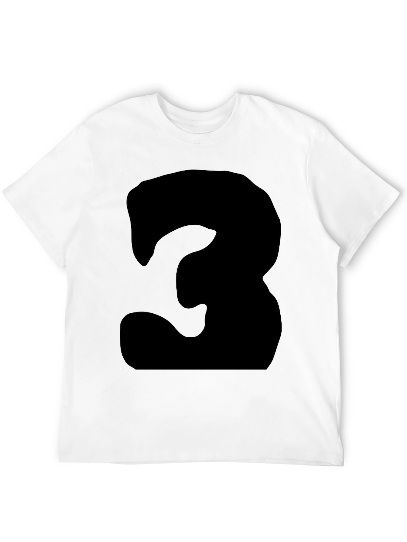 Mens Black T-Shirt with Bold Number 3 Design