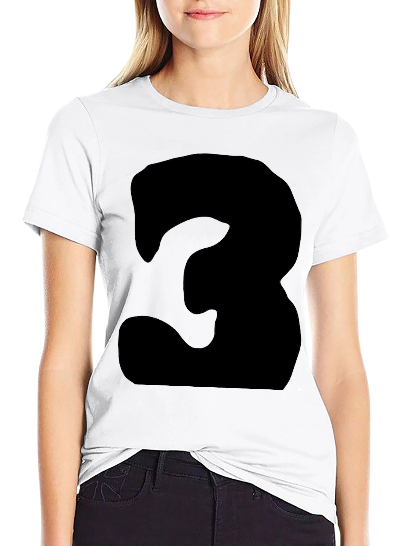 Mens Black T-Shirt with Bold Number 3 Design