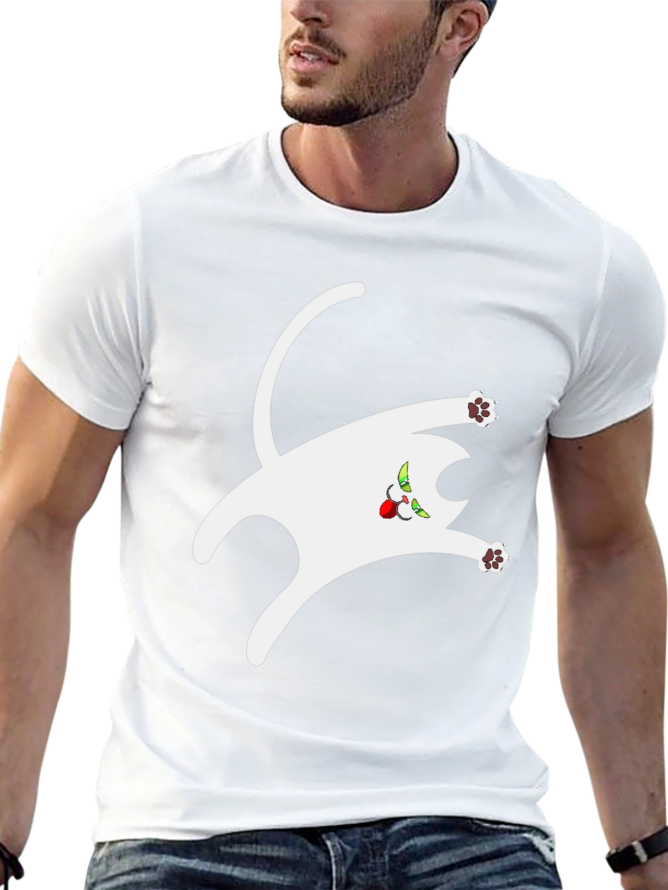 Funny Cat Graphic Tee - Black Cotton T-Shirt