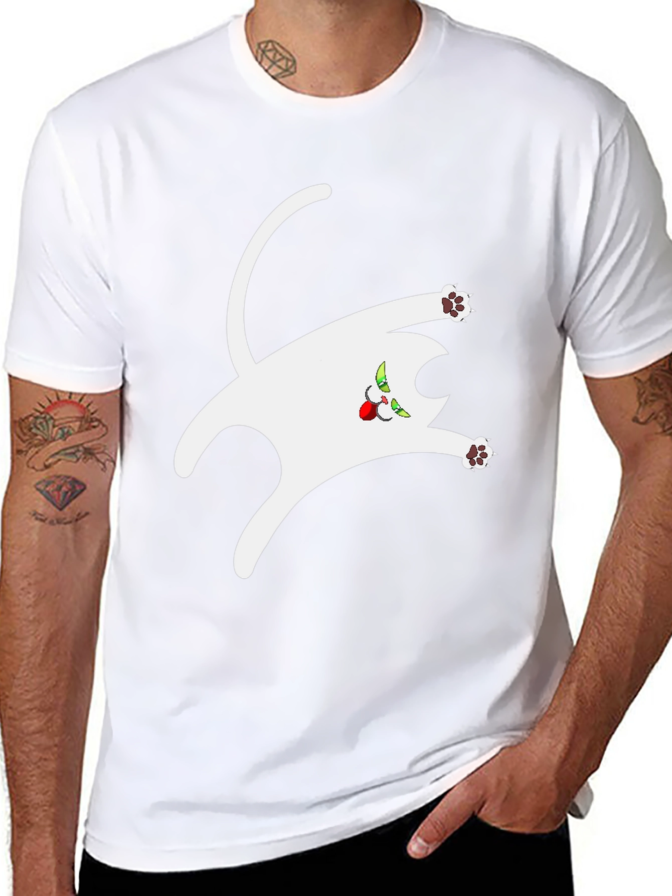Funny Cat Graphic Tee - Black Cotton T-Shirt