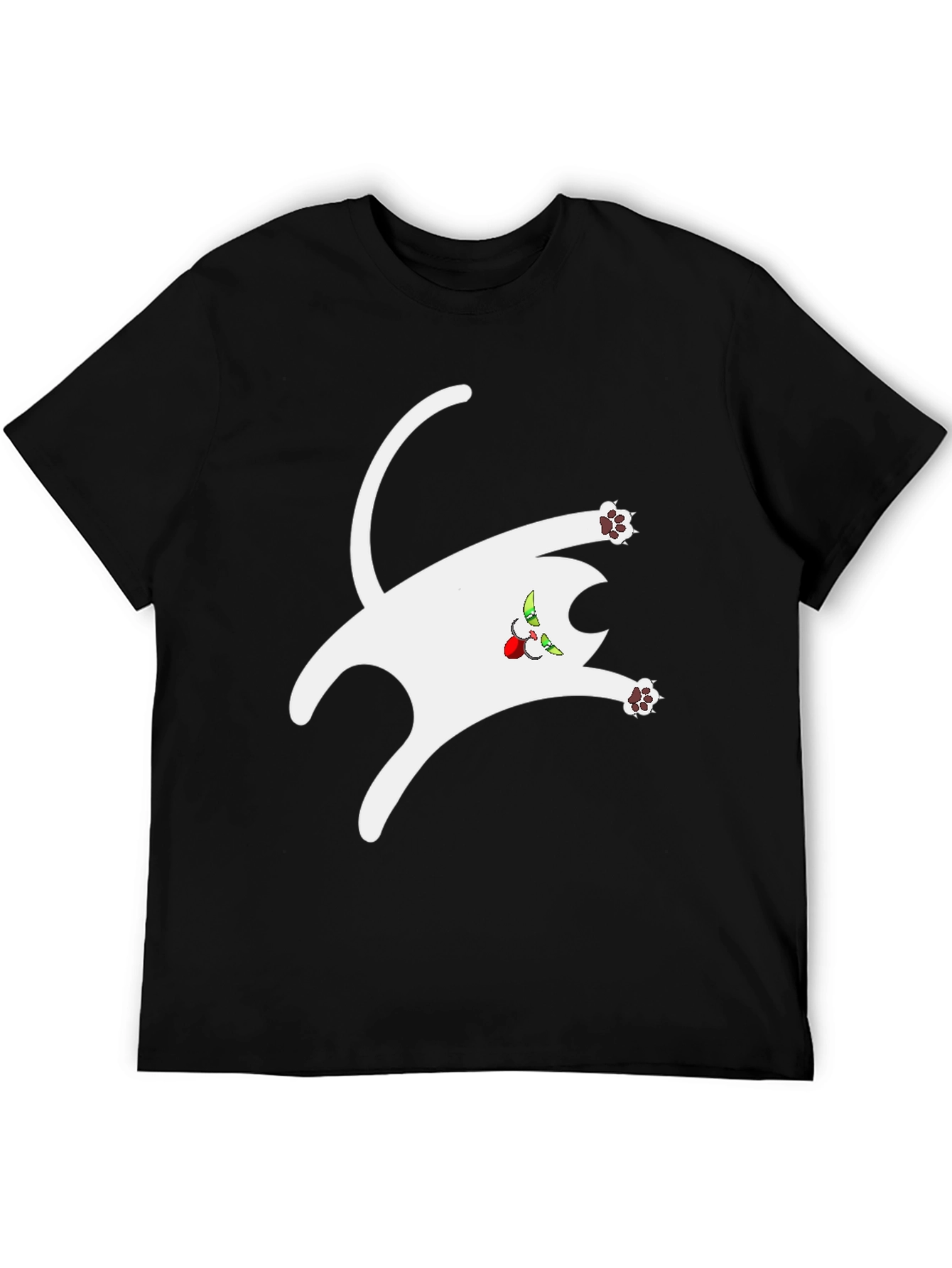 Funny Cat Graphic Tee - Black Cotton T-Shirt